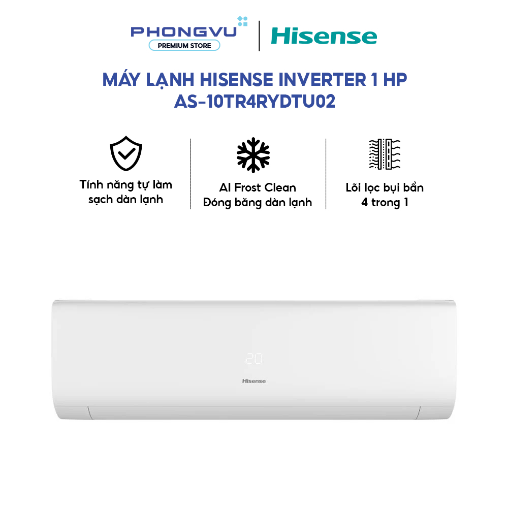AS-10TR4RYDTU02 - Máy Lạnh Hisense Inverter 1HP AS-10TR4RYDTU02 9200BTU Lọc 4 Trong Làm Lạnh Nhanh P