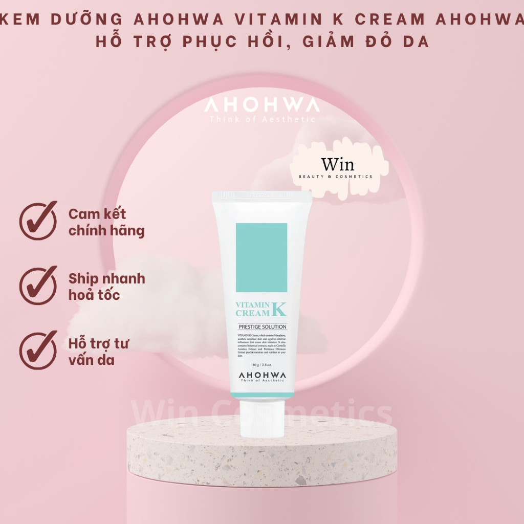 [Hàng công ty] Kem Dưỡng AHOHWA Vitamin K Cream Ahohwa Hỗ Trợ Phục Hồi, Giảm Đỏ Da 50g