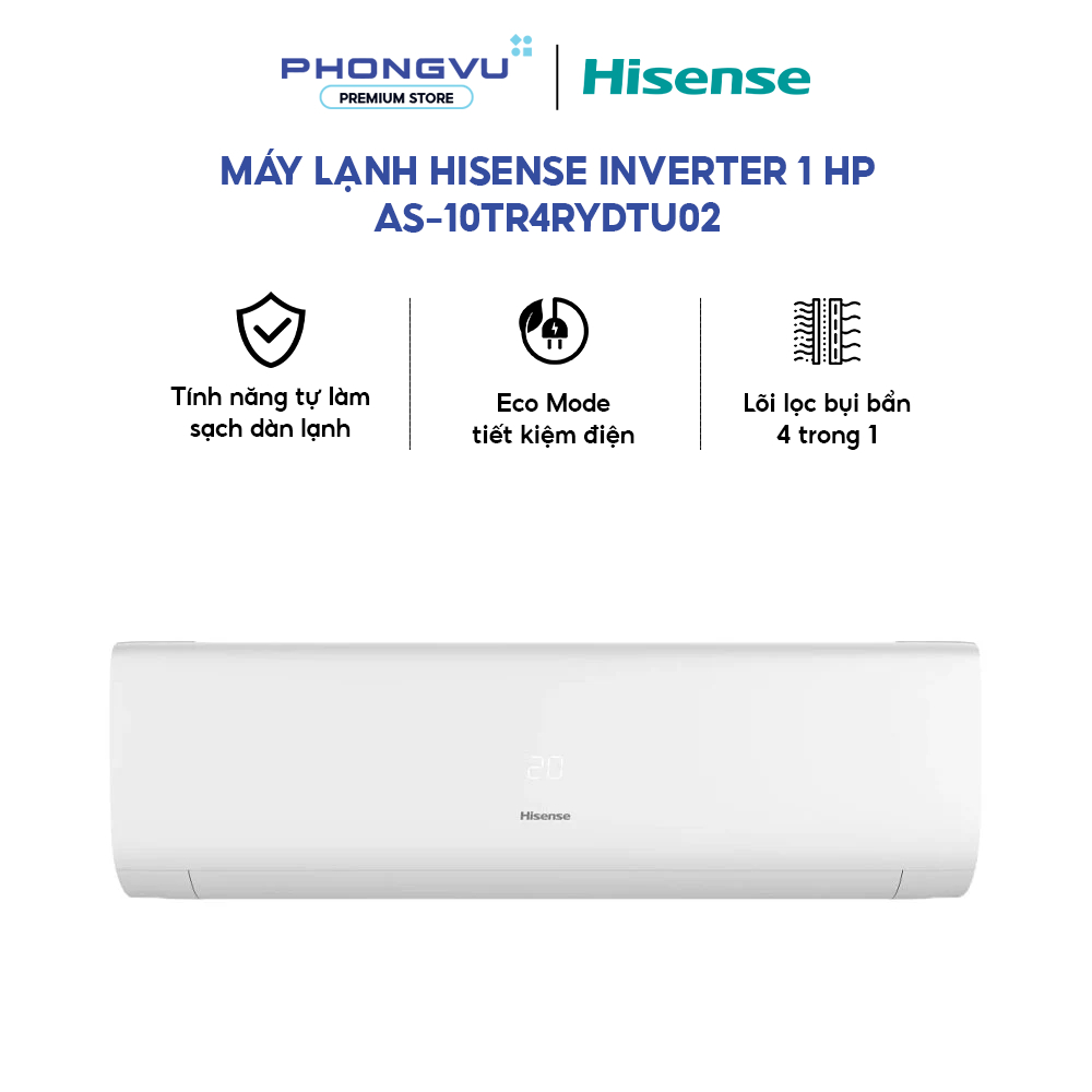 AS-10TR4RLRCD00 - Máy Lạnh Hisense Inverter 1HP AS-10TR4RLRCD00 9000BTU Lọc 4 Trong 1 Fast Cooling T