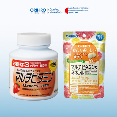 Combo bổ sung Vitamin tổng hợp hỗ trợ tăng cường đề kháng toàn diện (Nhai Dâu + Tổng hợp túi)