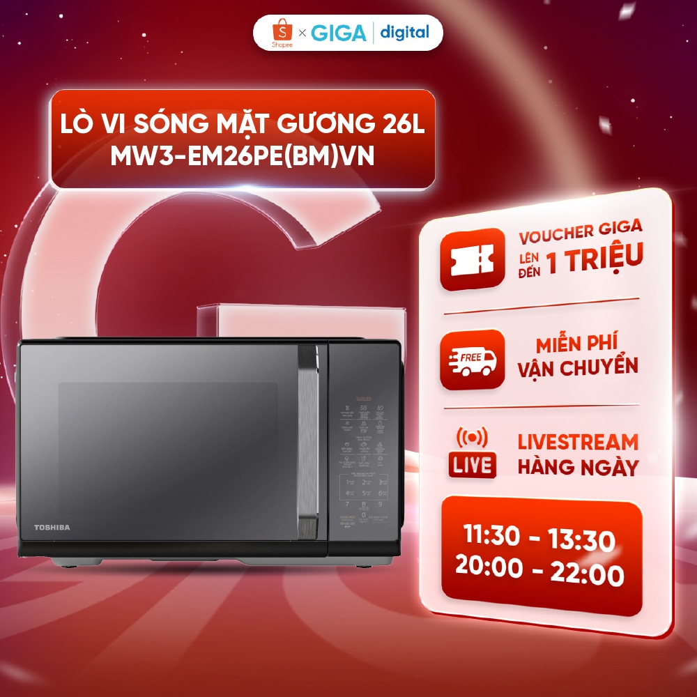 Lò vi sóng Toshiba MW3-EM26PE(BM)VN 26L - Rã đông, hâm nóng - 7 menu tự động - Bảo hành 12 Tháng
