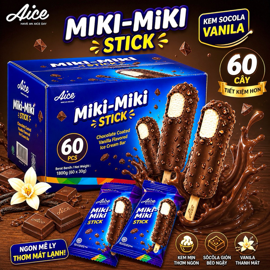 Thùng kem Aice miki(60 cây)