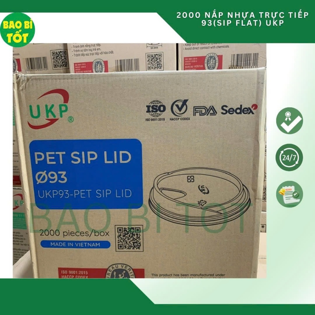 [2000 cái] Nắp nhựa PET UKP phi 93 cho hàng quán takeaway(Nên dùng ly cùng hãng)