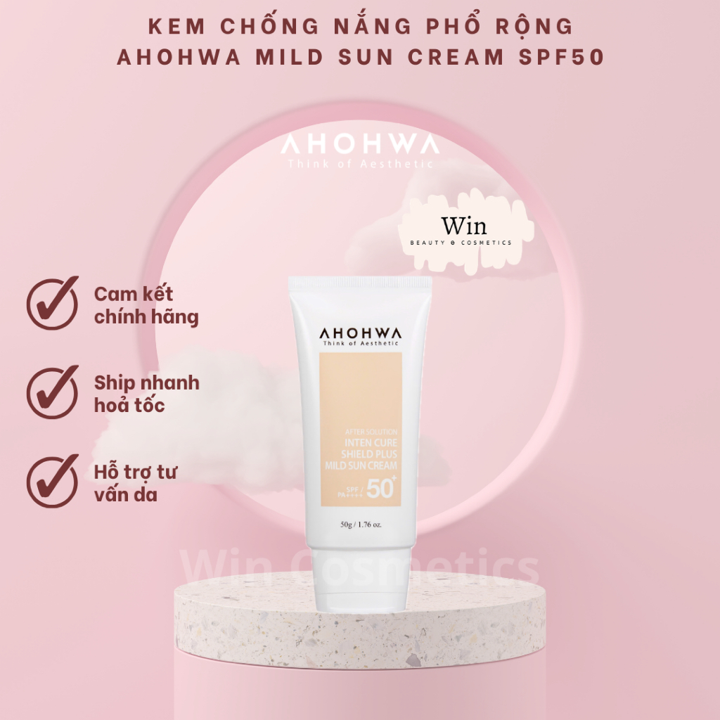 [Hàng công ty] Kem Chống Nắng Phổ Rộng AHOHWA Mild Sun Cream SPF50+ PA++++ Tuýp 50g