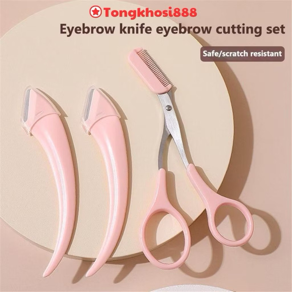 Bộ Dụng Cụ Cắt Tỉa Lông Mày Chuyên Nghiệp Với Kéo Và Lưỡi Dao Cạo.No-7651