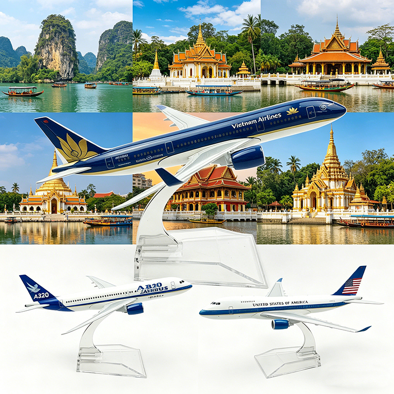 Mô hình máy bay 16cm,Bao gồm giá đỡ trưng bày.mô hình máy bay 747,mô hình máy bay vietjet,mô hình má