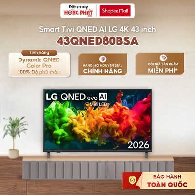 Smart Tivi LG QNED 4K Evo AI QNED80 Mini LED 2026 43 Inch 43QNED80BSA [GIAO TOÀN QUỐC]