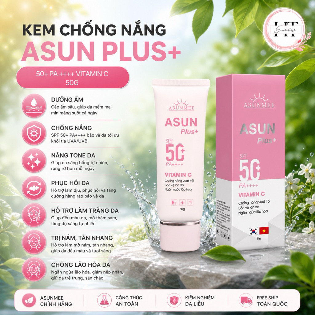Kem chống nắng da mặt Asun Plus 50g giúp nâng tone kiềm dầu