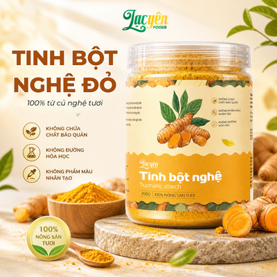 Tinh Bột Nghệ Đỏ Lạc Yên Foods Nghệ Đỏ Chí Tân Hưng Yên Nguyên Chất Dùng Hằng Ngày Hỗ Trợ Tốt Dạ Dày
