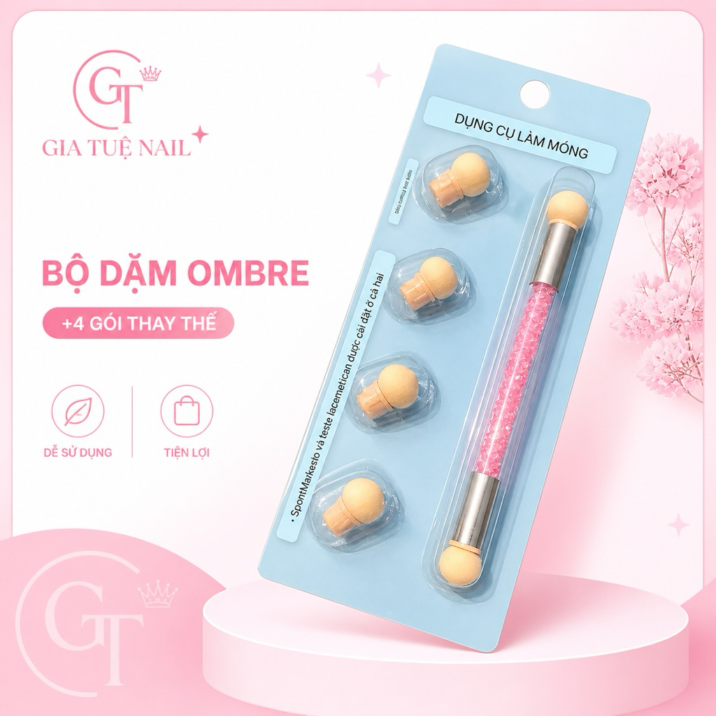 Cọ dặm ombre 2 đầu cán đá