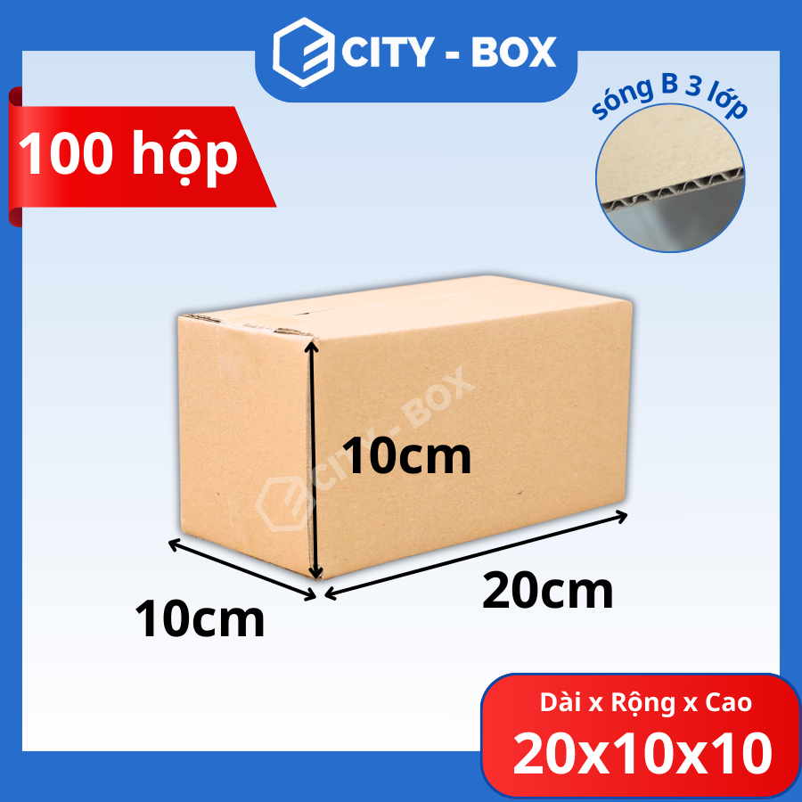 (100 hộp) 20x10x10 hộp carton ship cod - 20x10x10 hộp đóng hàng