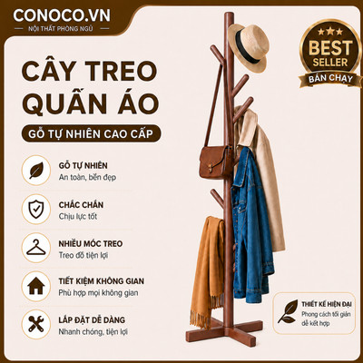 Giá Treo Đứng CONOCO Gỗ Tự Nhiên Chịu Lực Tốt Treo Đồ Tiện Lợi Tiết Kiệm Không Gian
