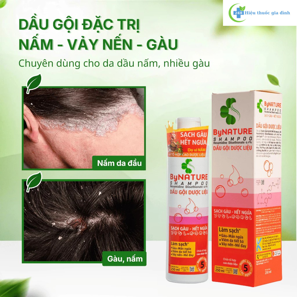 Dầu Gội Dược Liệu ByNature Tác Dụng Chuyên Sâu Làm Sạch Gàu, Nấm Ngứa Da Đầu
