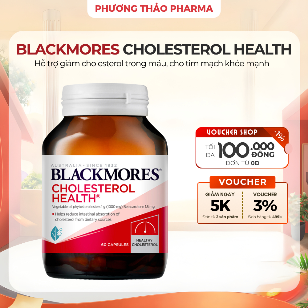 Blackmores Cholesterol Health viên uống hỗ trợ giảm cholesterol tăng cường sức khỏe tim mạch