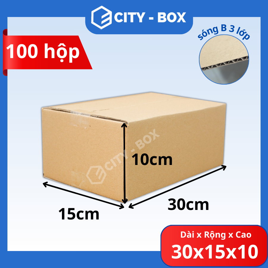 (100 hộp) 30x15x10 hộp carton ship cod - 30x15x10 hộp đóng hàng