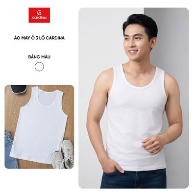 Áo ba lỗ nam CARDINA chất liệu cotton con giãn thoáng mát 5ATS21, 6ATS21