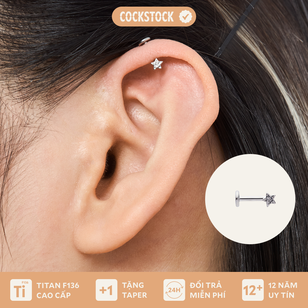 Khuyên tai thân thẳng VERTICAL HELIX TITANIUM EARRING COCKSTOCK