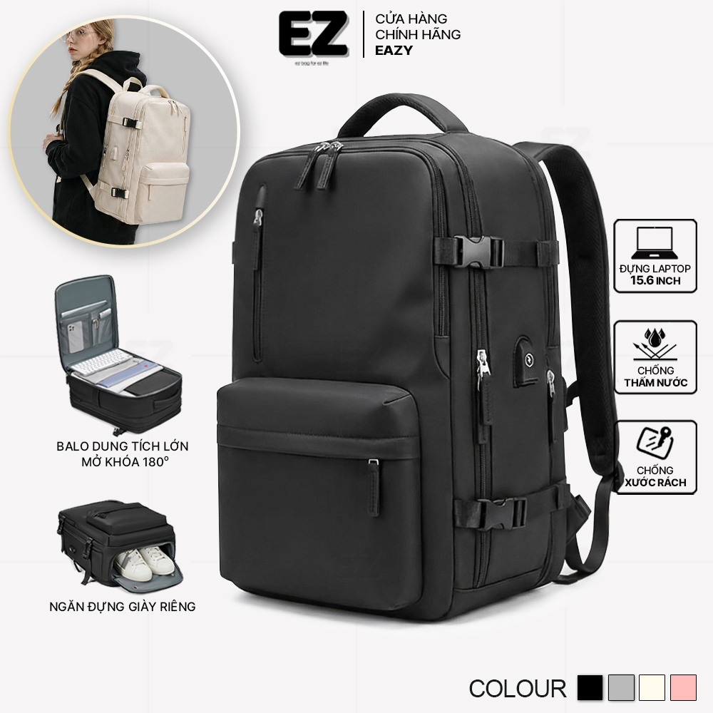 Balo laptop nữ thời trang kích thước lớn EZ BALO BLA08 Balo du lịch chống nước có ngăn đựng giày