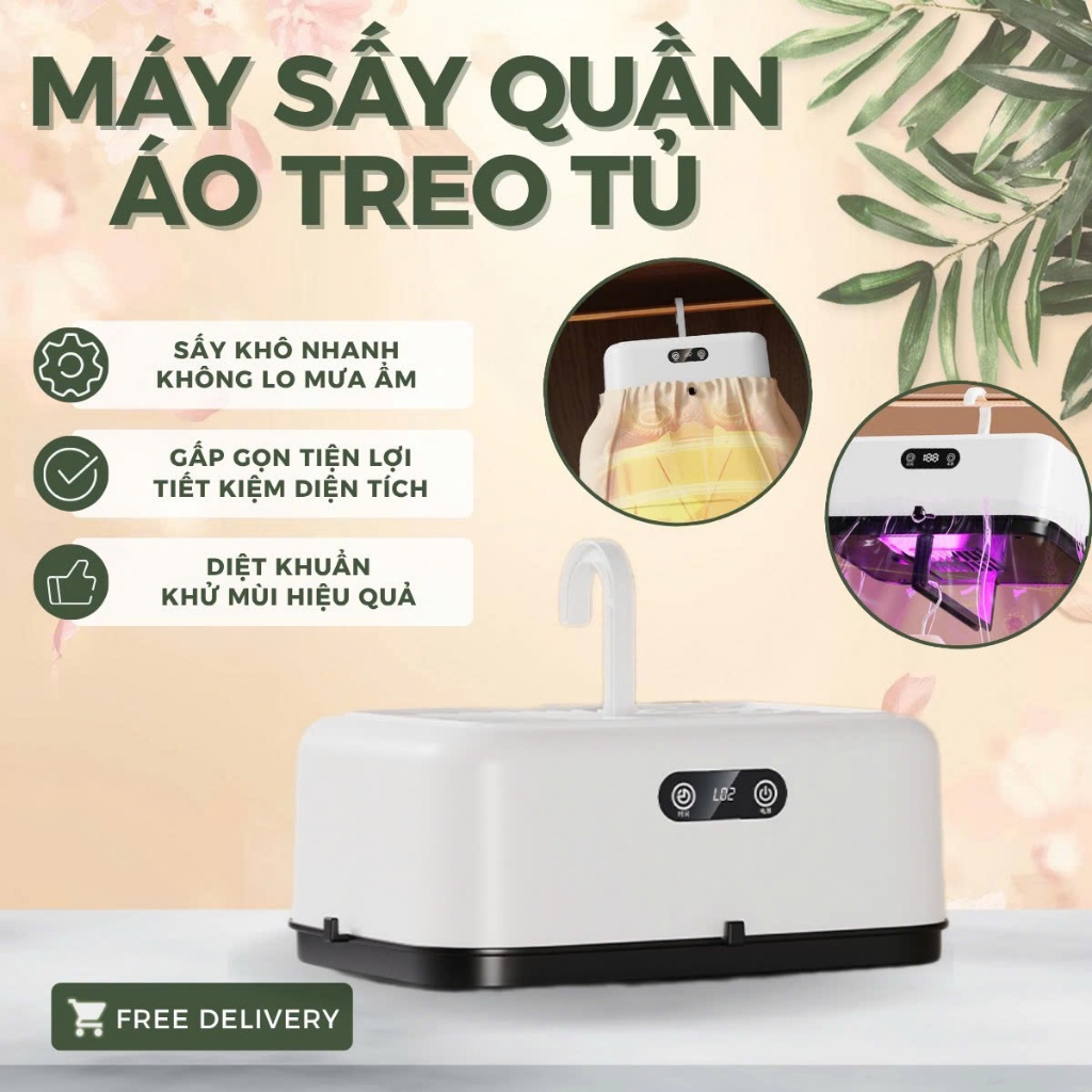 Máy Sấy Quần Áo Mini Không Dây Dryer Hanger Tải Trọng 10kg 600W - Gấp Gọn Sấy Khô Nhanh Dùng Mọi Nơi