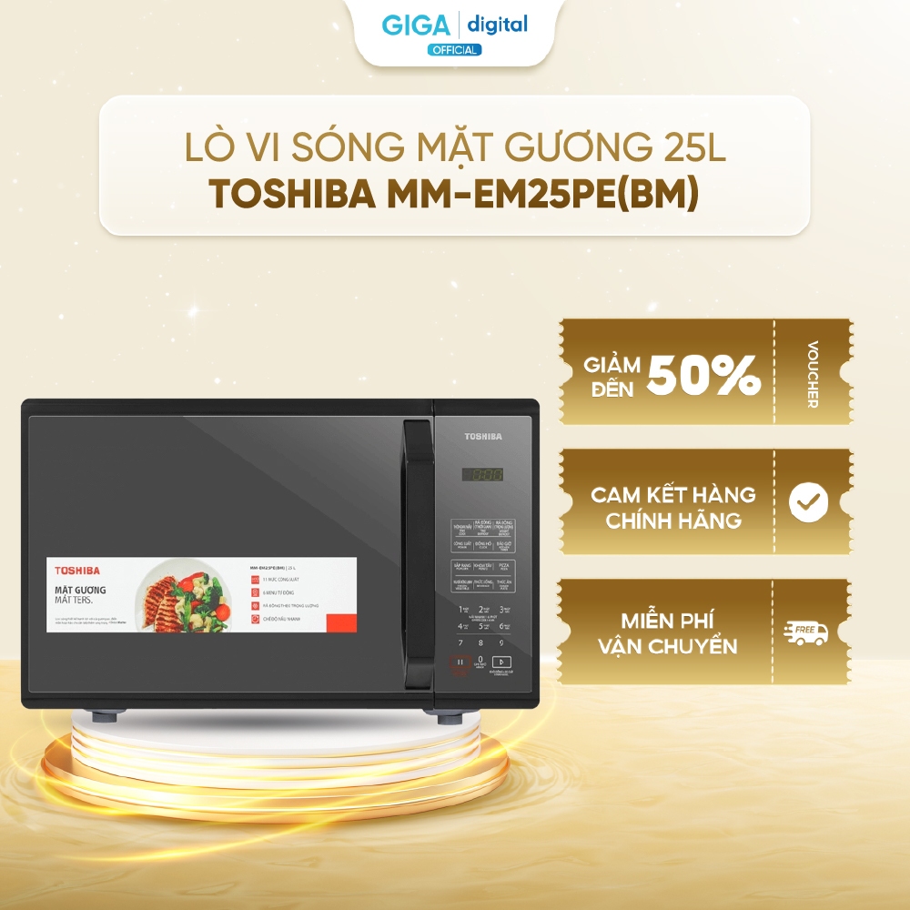 [VOUCHER 5%] Lò vi sóng Toshiba MM-EM25PE(BM) 25 lít - Rã đông theo trọng lượng - Bảng điều khiển đi