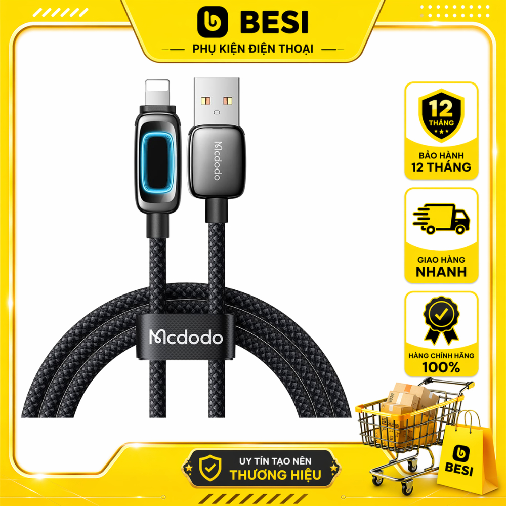 Dây Sạc Mcdodo Vision Sci-Fi USB to Ln 3A | Hiệu Ứng LED 3D, Đầu Hợp Kim Kẽm