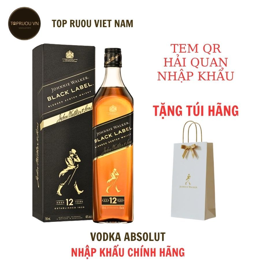 [Top Ruou] Whisky Johnnie Walker Black Label - Vang Van Loveren - Nam Phi - 12 - 14 Độ - 750ml