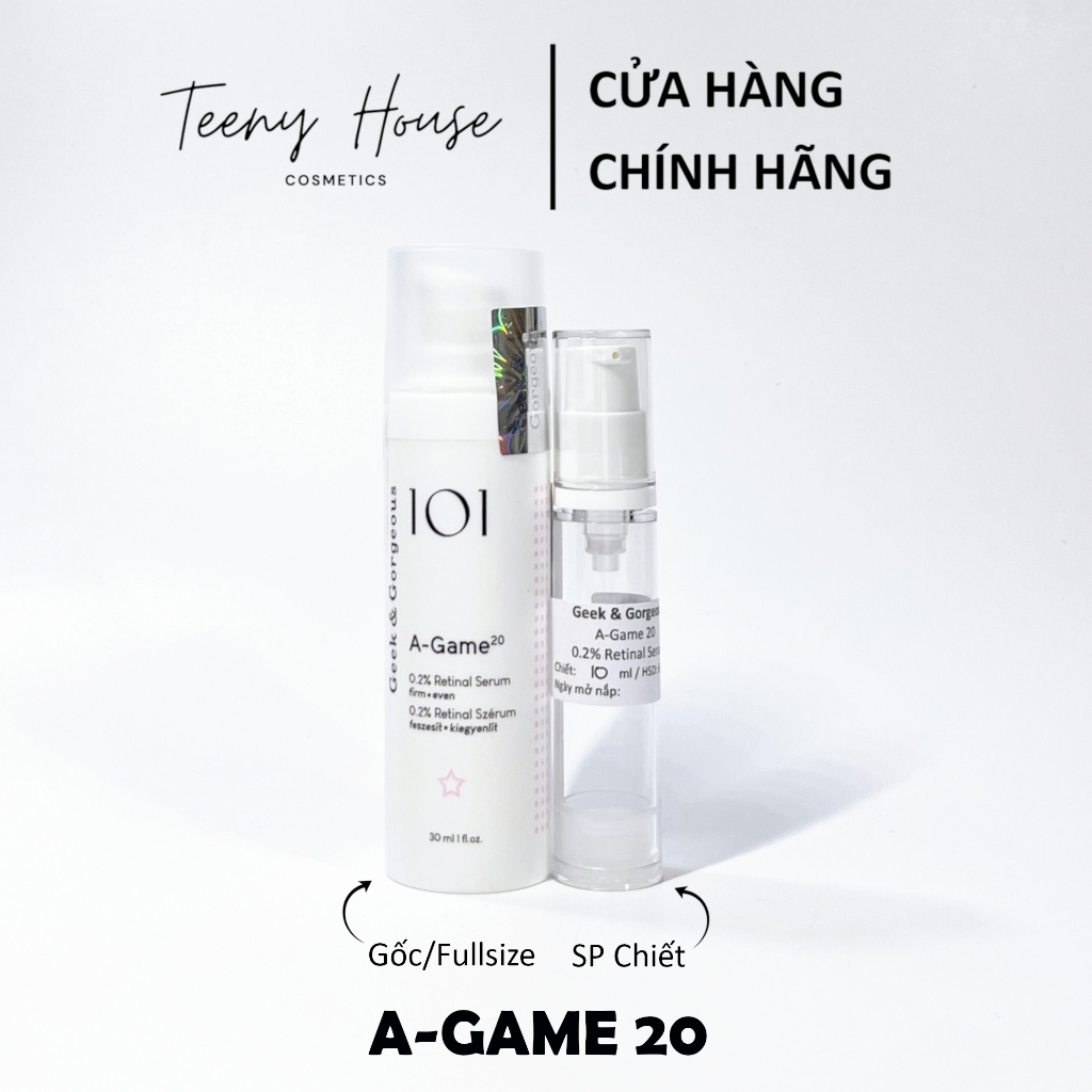 [Chiết-Gốc] Serum Geek & Gorgeous A-Game 20 Tinh chất 0,2% Retinal hỗ trợ cải thiện lão hóa, tăng đà