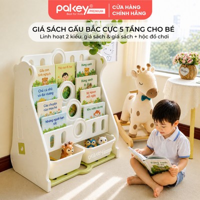 Giá Sách Cho Bé PAKEY Gấu Đáng Yêu Nhiều Tầng, Kệ Đựng Sách Cho Bé Tiểu Học E096 - Bảo Hành 12 Tháng