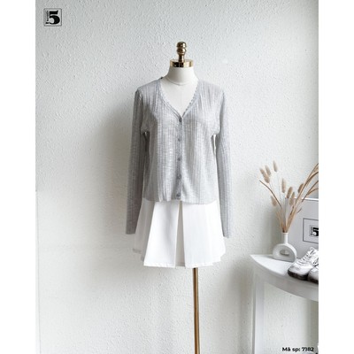 Áo khoác cardigan Twentyfive mỏng nữ tay dài cổ tim co giãn mặc hè thu 7182
