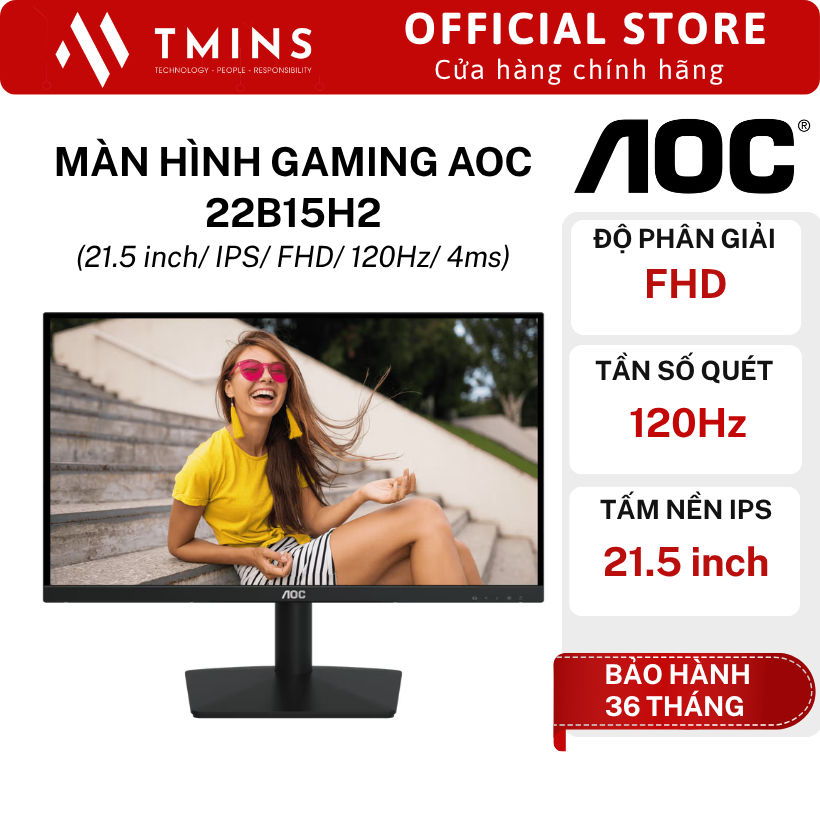 Màn Hình Gaming AOC 22B15H2 (21.5 inch/ IPS/ FHD/ 120Hz/ 4ms) - Hàng chính hãng