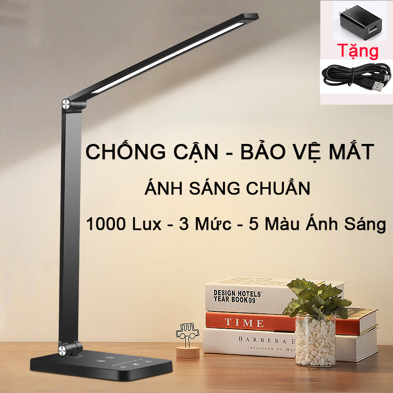 Đèn Học Để Bàn LED CHỐNG CẬN 3 Mức Sáng 5 Màu Ánh Sáng, Gấp Gọn Mang Theo, Điều Khiển Cảm Ứng MTR009