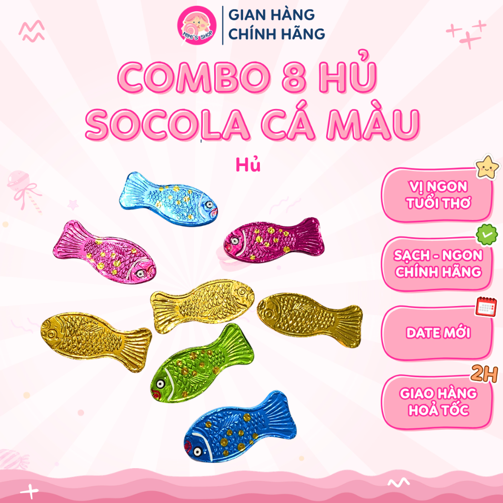 Combo 8 Hủ Socola Cá Màu Cá Vàng Ngọc Hân, Socola Ngọt Dịu Hình Cá Đáng Yêu | Mimi's Shop