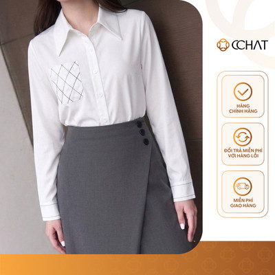 Áo Sơ Mi Nữ 𝐂𝐂𝐇𝐀𝐓 Dáng Suông Yuri Túi Đột Chỉ Chất Liệu Thô Bamboo Cao Cấp 16FDT2082ST