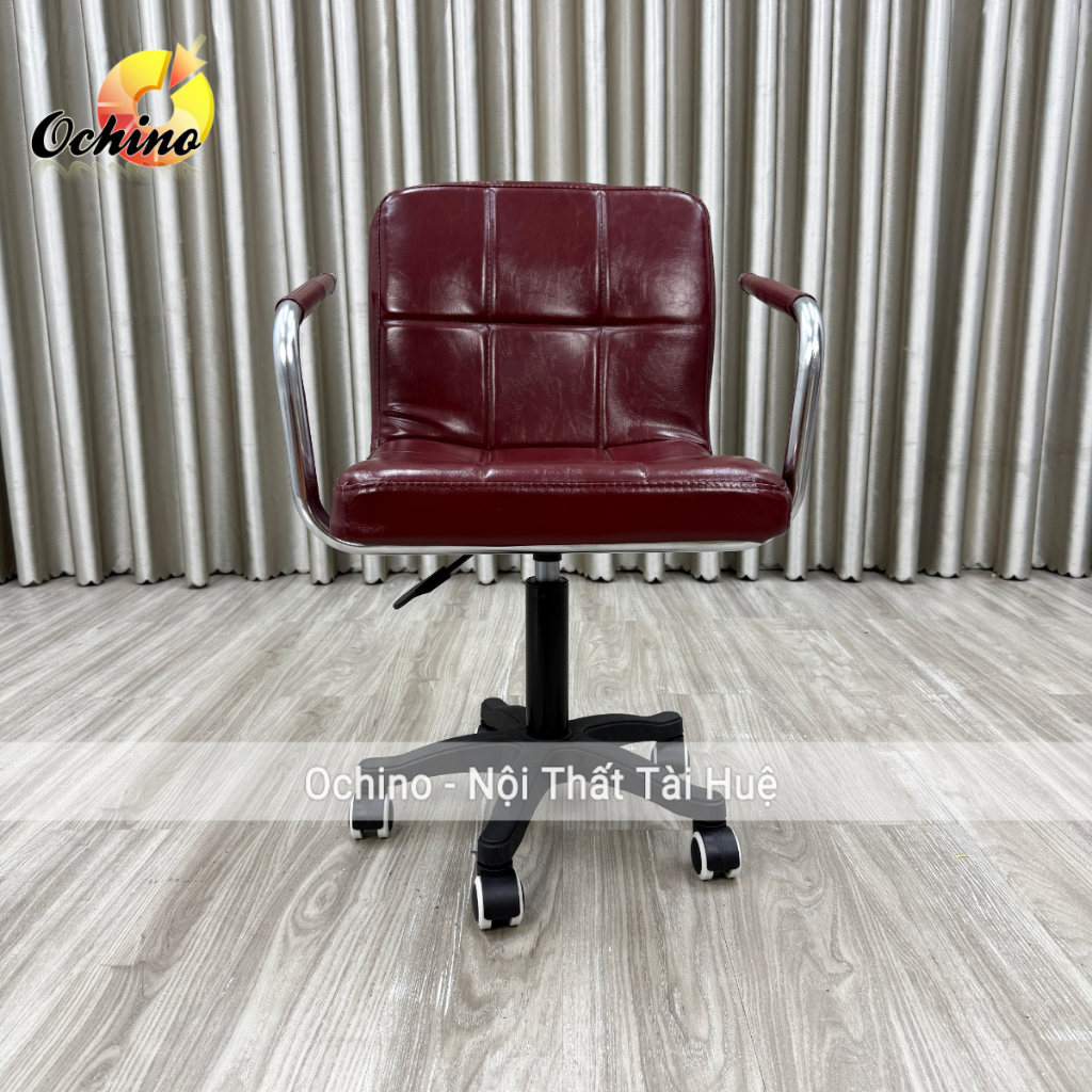 Ghê Cho Bé Ngồi Học,Ghế Xoay Văn Phòng Chân Nhựa Đen Nhỏ Mẫu Tay Vịn Inox Cao 44-58cm Xoay 360 độ (S