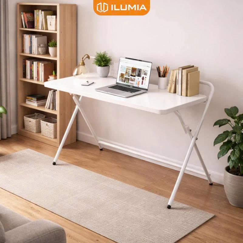 Bàn làm việc gấp gọn thông minh tiện ích khung sắt chắc chắn thương hiệu ILUMIA - GM139
