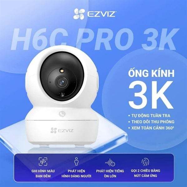 Camera WiFi 5MP Quay Quét EZVIZ H6C Pro 3K 5MP - Tặng Kèm Chân Đế L