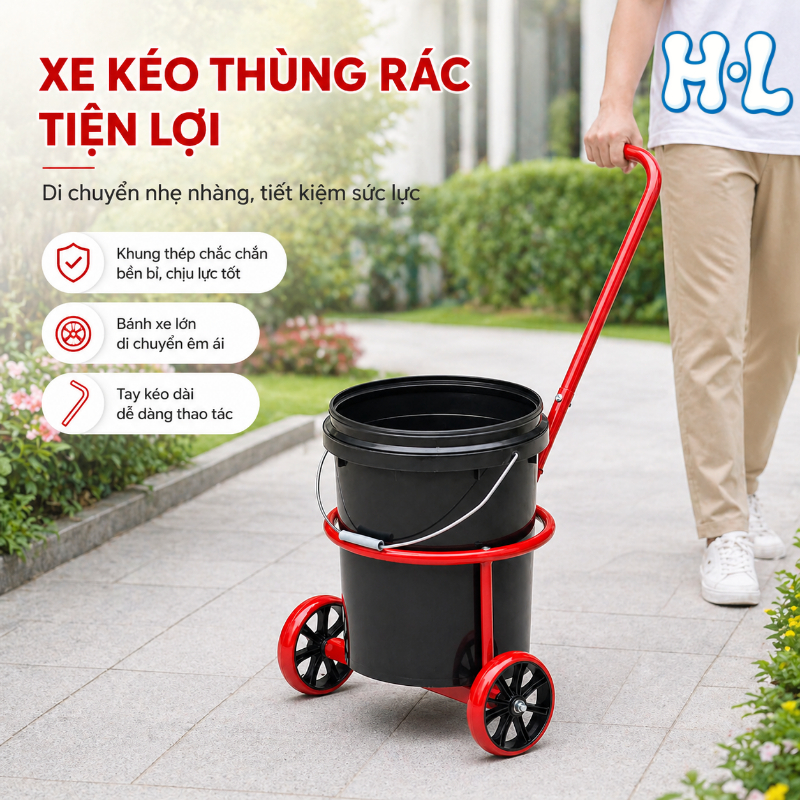 【H.L】Gia đình đổ nước nhỏ xe đẩy đa chức năng im lặng bánh xe di chuyển tay kéo đổ rác nông thôn đổ 