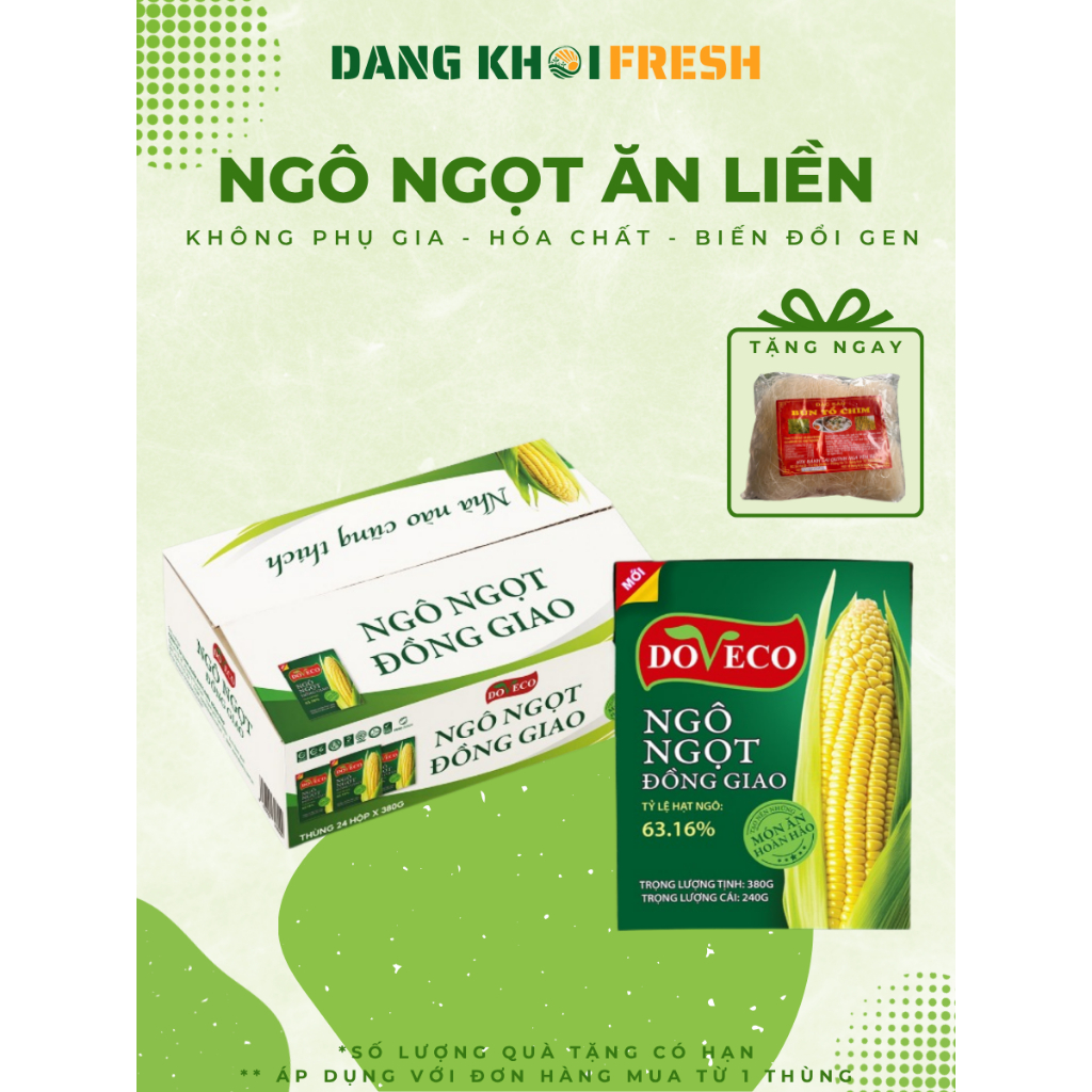 COMBO Thùng 24 Hộp Ngô Ngọt Nguyên Hạt Ăn Liền DOVECO 380g Bắp Snack Ăn Vặt Hạt Dinh Dưỡng Mix