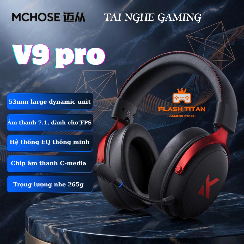Tai nghe Không Dây Gaming Mchose V9 pro - Hỗ trợ app tùy chỉnh - Có mic đàm thoại - 3 mode kết nối