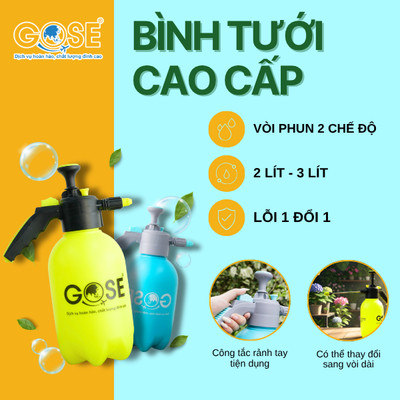 (Có bảo hành) Bình tưới cây cao cấp 2L/3L GOSE phun sương phun tia, xịt côn trùng có khóa tự động