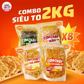 Combo Siêu To 2KG - Cơm Cháy Siêu Chà Bông | Tép Hành Phi | Rong Biển | Nấm Chay - 8 Túi 250g - Giòn Ngon Bếp Cô Như