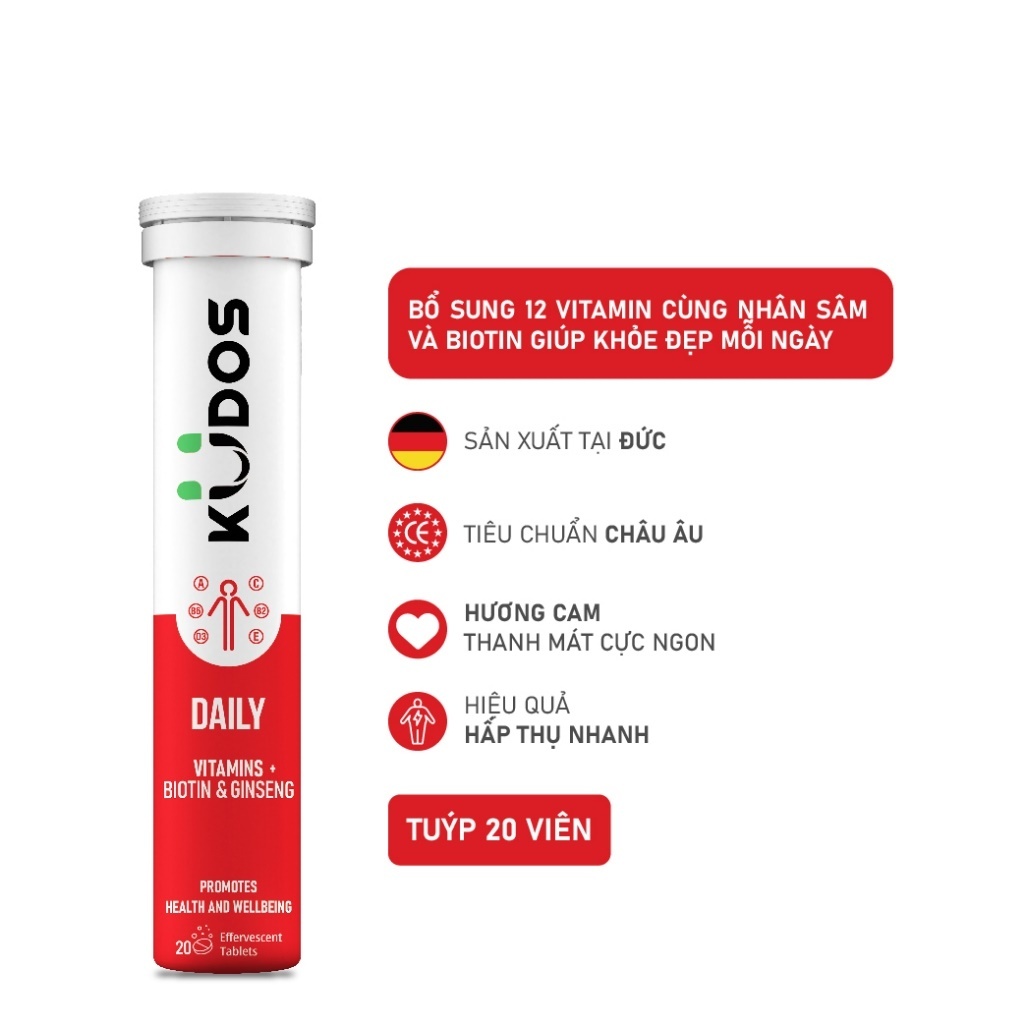 [Kudos HN - Ship Hoả Tốc] 12 vitamin+Nhân Sâm giúp tỉnh táo Thực phẩm bảo vệ sức khỏe KUDOS DAILY VI