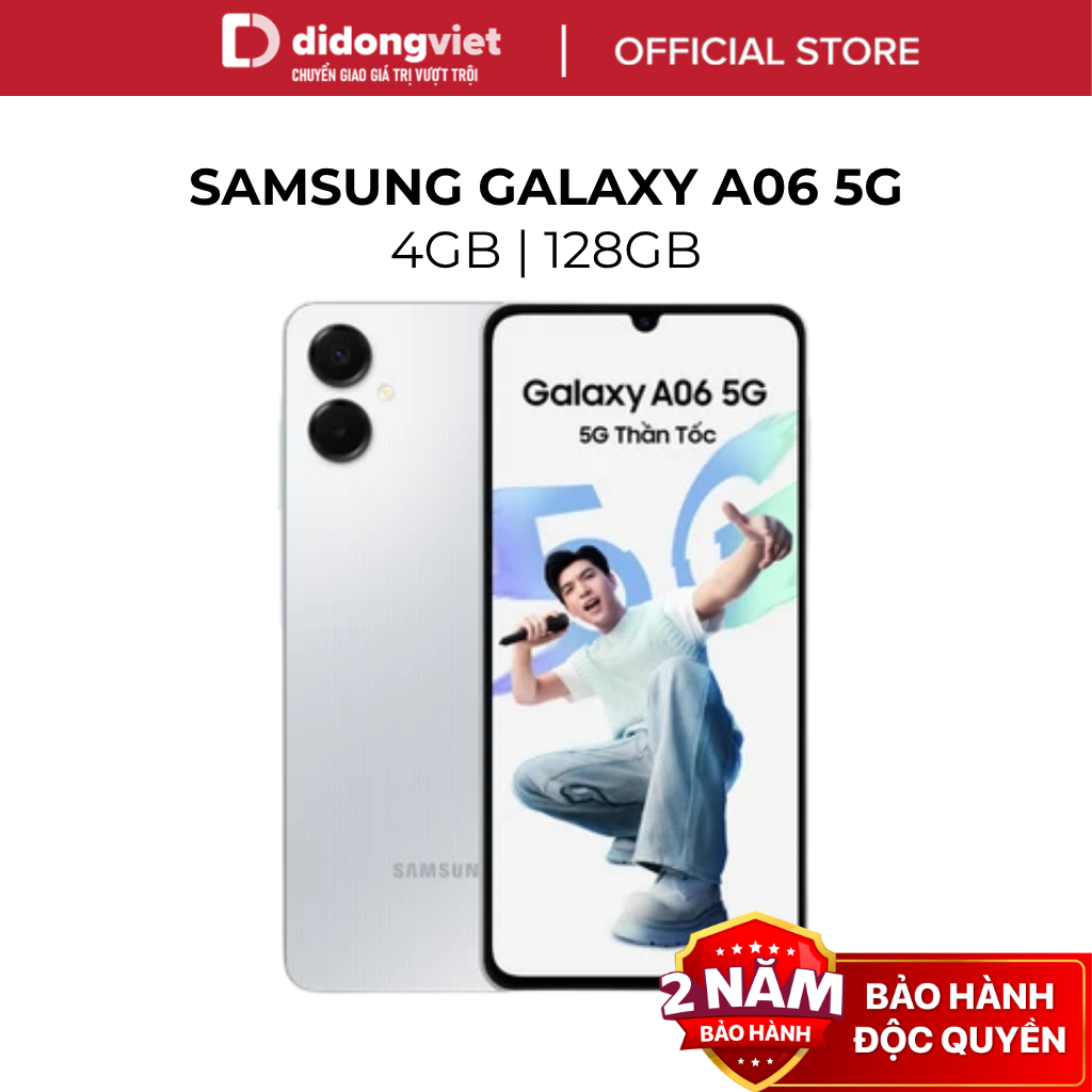 Điện thoại Samsung Galaxy A06 5G 4GB | 128GB - Màn hình 6,7" 90Hz, 5000mAh - Hàng Chính Hãng