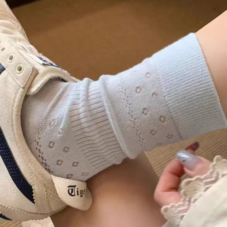 Tất vớ nữ Jengiang chất liệu cotton mỏng ren hoa nhỏ thoáng khí, thấm hút mồ hôi K40 | BigBuy360 - bigbuy360.vn