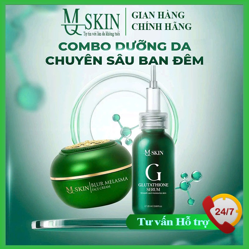 MQSKIN Combo Serum Glutathione MQ SKIN & Kem Nám MQ SKIN Melasma Dưỡng Trắng & Mờ Nám