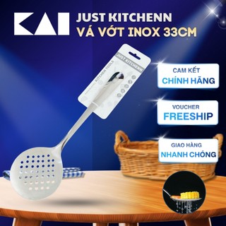 Vá vớt inox Kai Kai JUST KITCHENN Stainless Steel Skimmer vớt đồ chiên rán rau củ luộc KAI 000IN5285  - 33cm