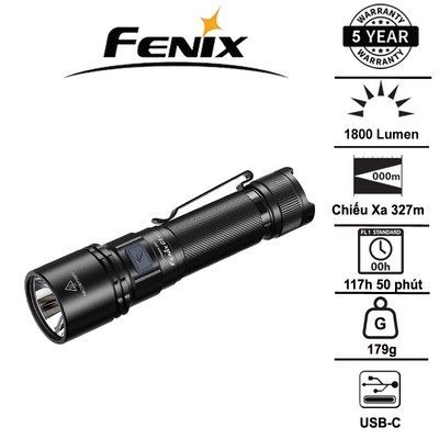 Đèn pin Fenix C5 V2.0  – Độ sáng 1800 lumen, chiếu xa 327m, sạc USB-C
