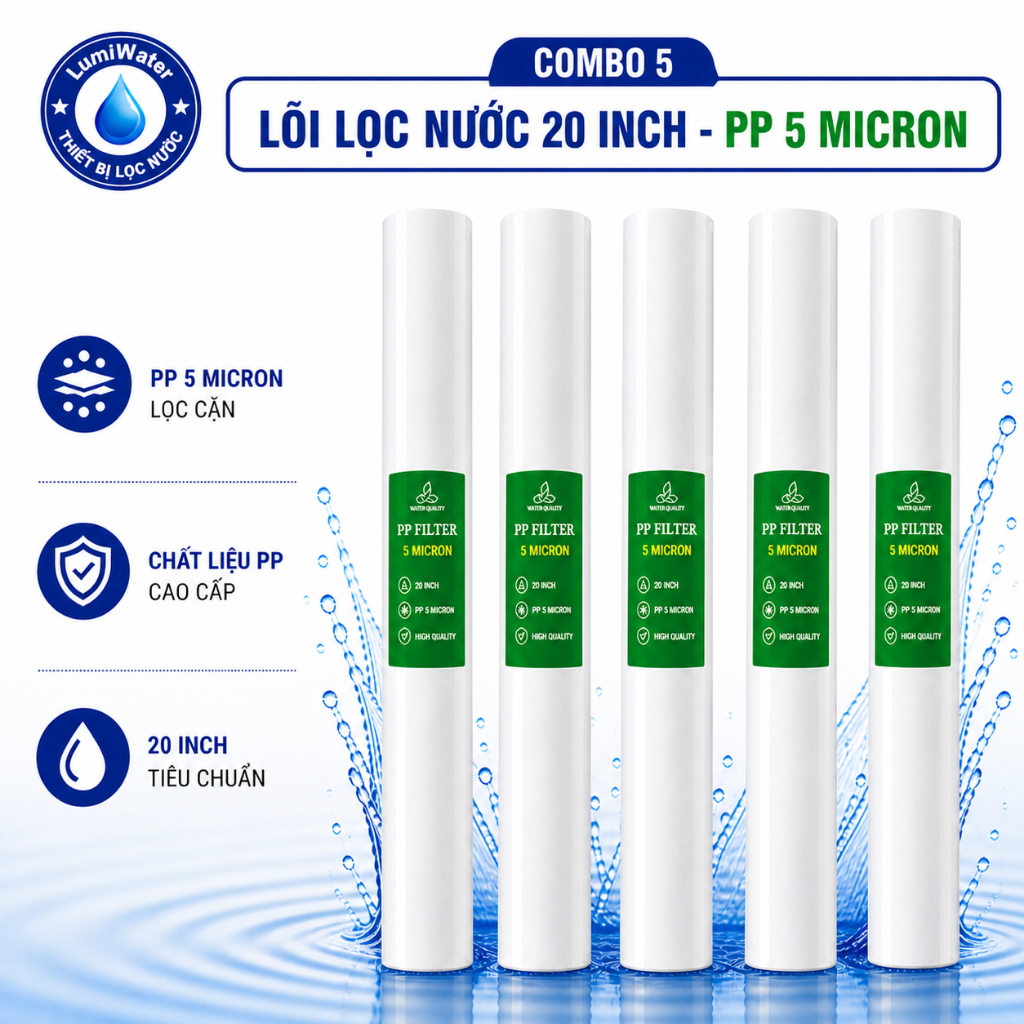 Lõi Lọc Nước 20 Inch PP-5 Micron  - (Lõi Lọc Thô Số 1)