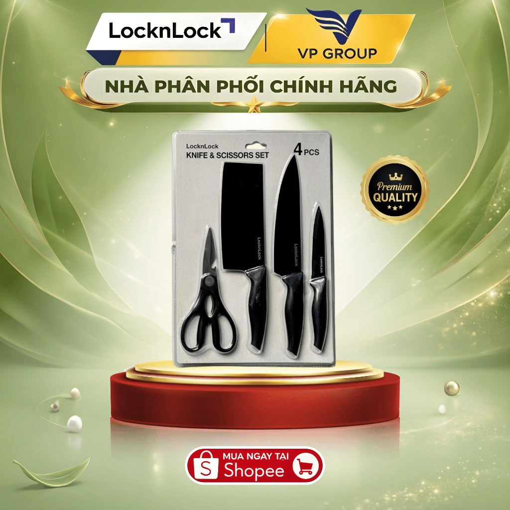 Bộ Dao Nhà Bếp LocknLock CKK106S4 – 4 Món – Màu Đen [CHÍNH HÃNG]