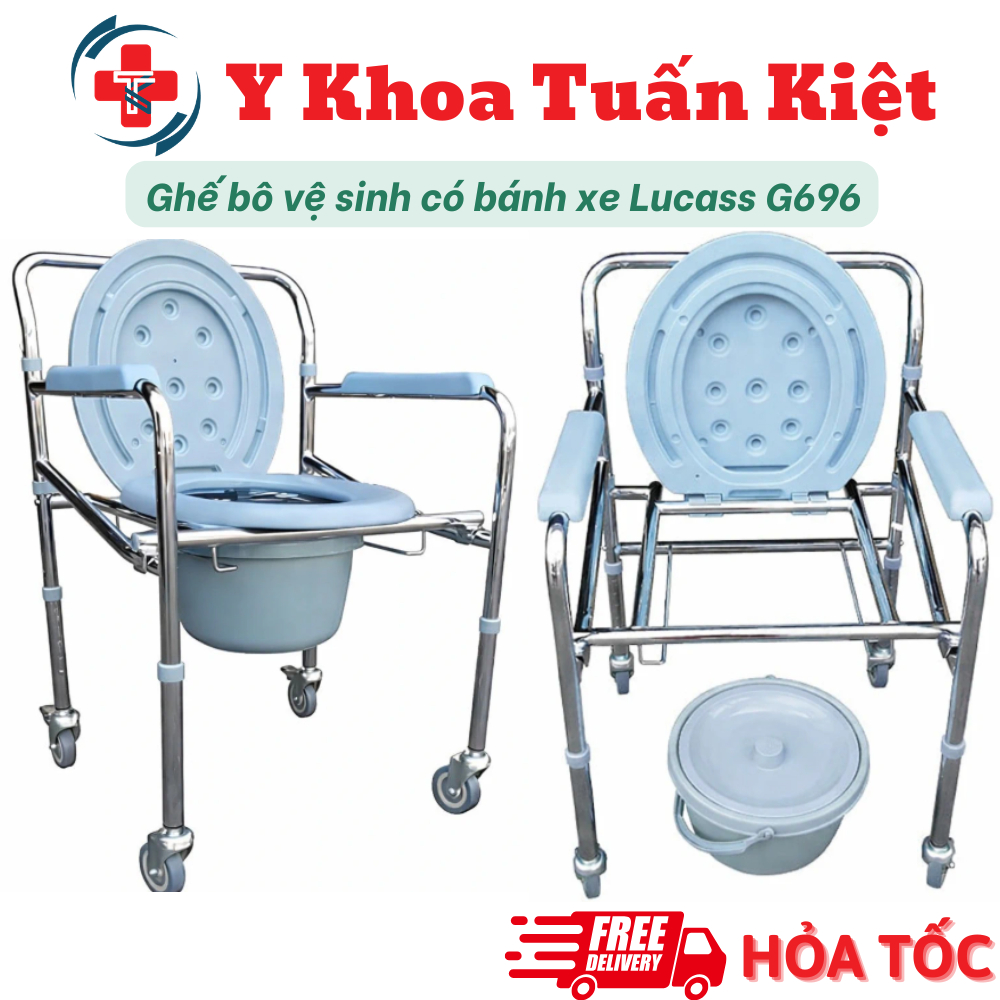 ✅ Ghế Bô Vệ Sinh Có Bánh Xe, Bô Tròn Lucass G-696 (G696) Tiêu chuẩn Mỹ